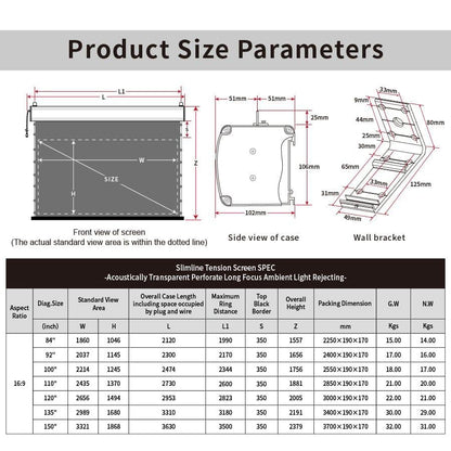 VIVIDSTORM ALR P Slimline Motorized Tension Obsidian Long Throw Perforated Projector Screen