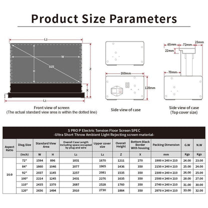 VIVIDSTORM S PRO P Motorized Tension Floor Rising UST ALR Perforated Projector Screen