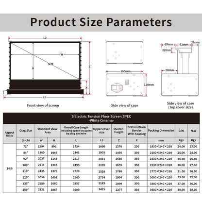 VIVIDSTORM S White Cinema Perforated Motorized Tension Floor Rising Projector Screen