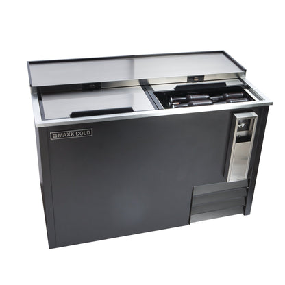 Maxx Cold Horizontal Bottle Cooler, 50"W, 14 cu. ft. Storage Capacity, in Black with Stainless Steel Top and Interior - MXCR50BHC