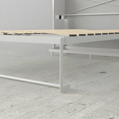 Murphy Bed With Desk & 2 Storage Cabinets, Double Size, White by Leto Muro