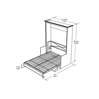 Murphy Bed With Desk & 2 Storage Cabinets, Double Size, White by Leto Muro