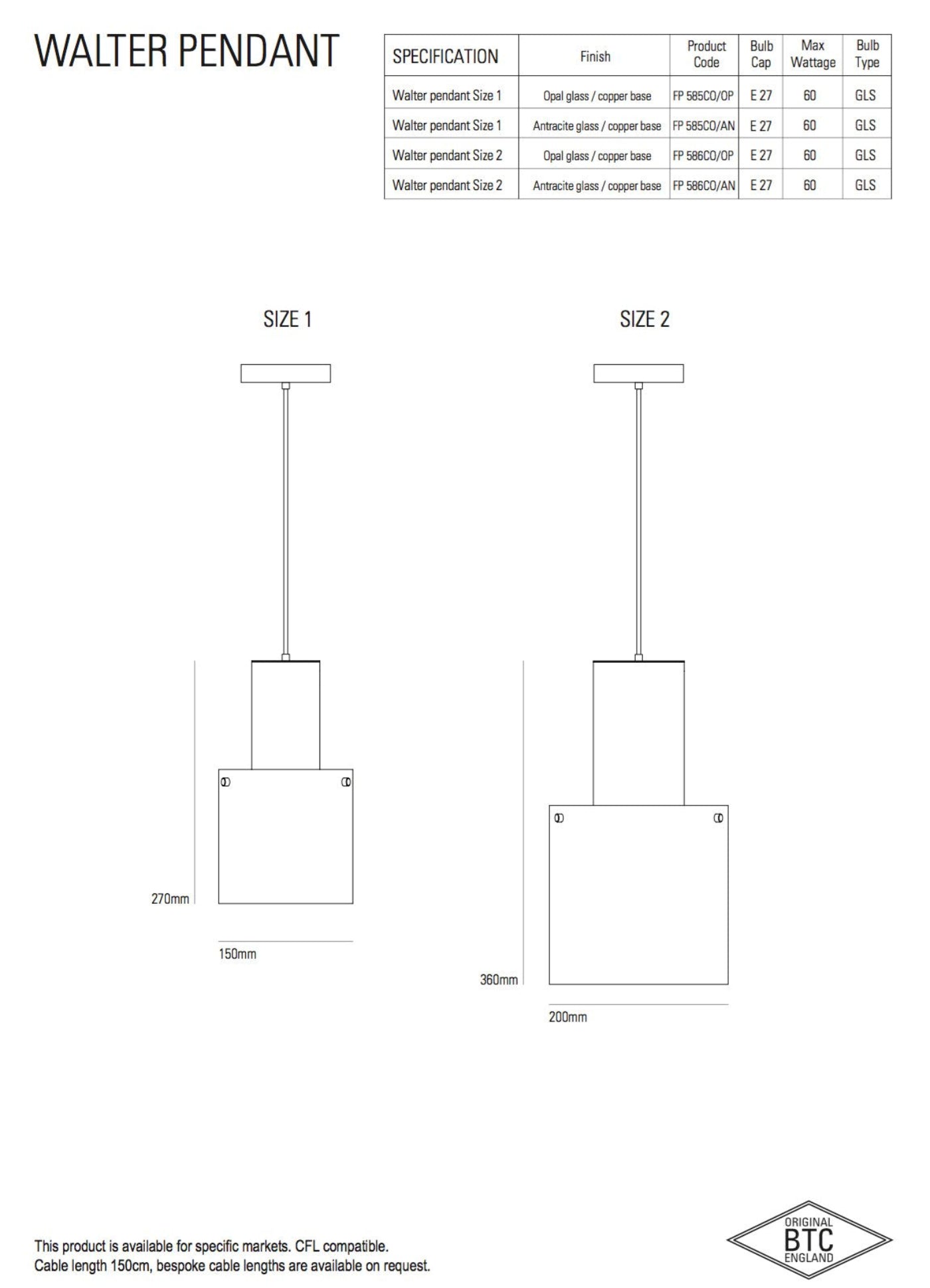 Original BTC Walter Pendant - Copper