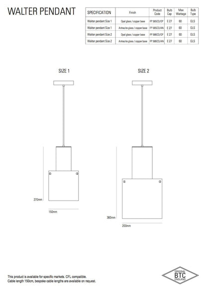 Original BTC Walter Pendant - Copper