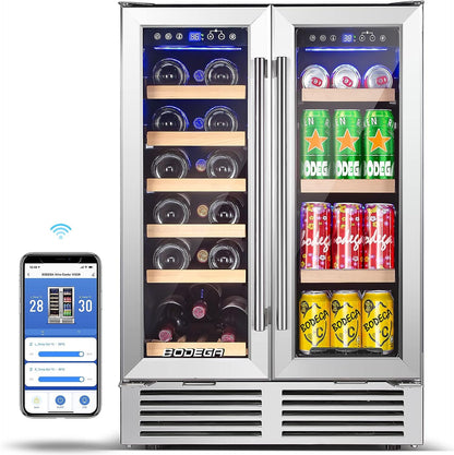 BODEGAcooler 24" Wine and Beverage Cooler Dual Zone 19 Bottles and 57 Cans - JC-115DR