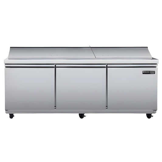 Maxx Cold V-Series 3 Door Refrigerated Mega Top Sandwich and Salad Prep Station, in Stainless Steel - MVR72MHC
