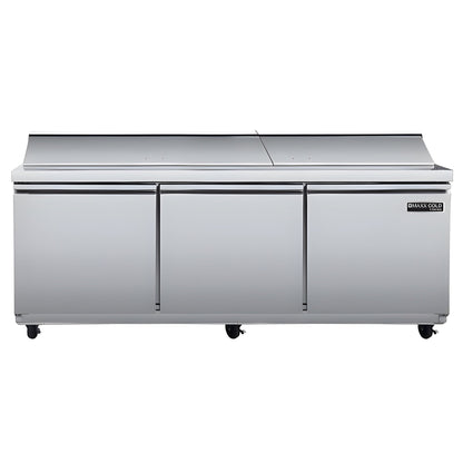 Maxx Cold V-Series 3 Door Refrigerated Mega Top Sandwich and Salad Prep Station, in Stainless Steel - MVR72MHC